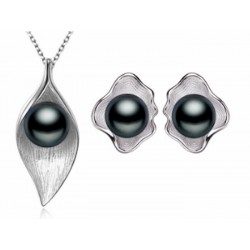 conjunto plata y perlas