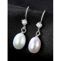 Pendientes colgantes de plata fina con perlas cultivadas