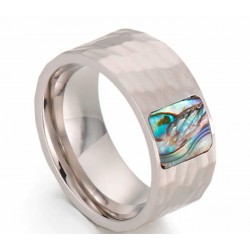 anillo de acero inoxidable con piedra cristal