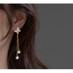 pendientes de plata 925 con perlas blancas y mariposa online